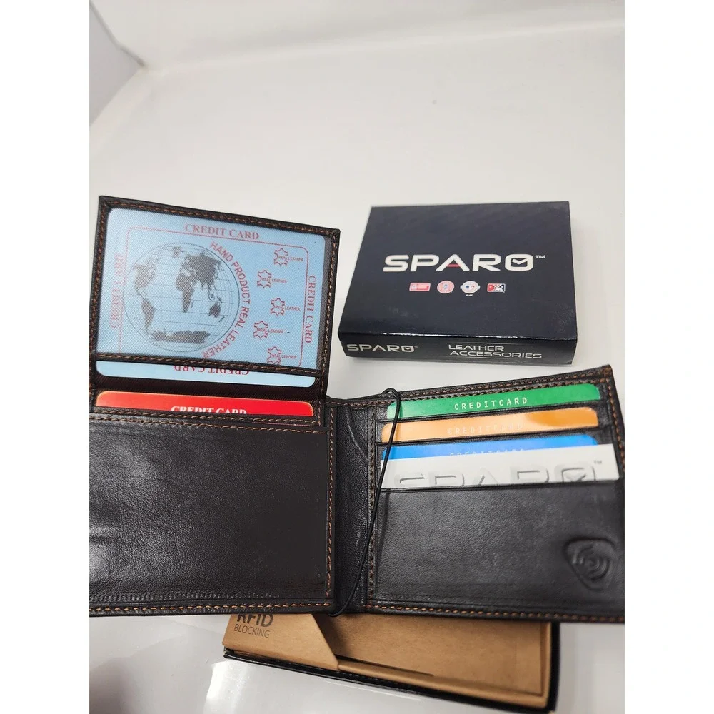 Sparo Mens Wisconsin Badgers Bifold Wallet Brown Leather Casual Size OS